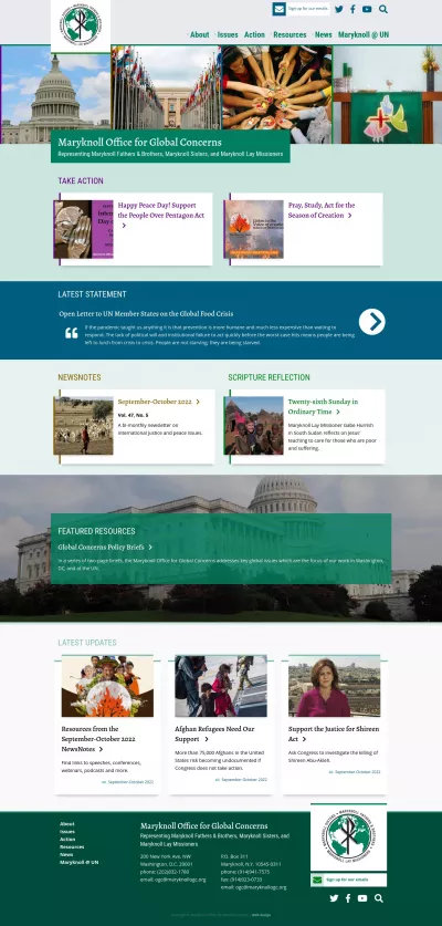 Maryknoll Office for Global Concerns website screenshot.