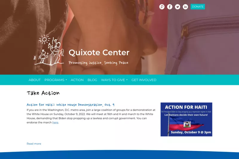 Quixote Center screenshot.