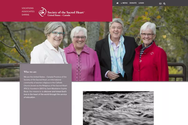 Society of the Sacred Heart website screenshot.